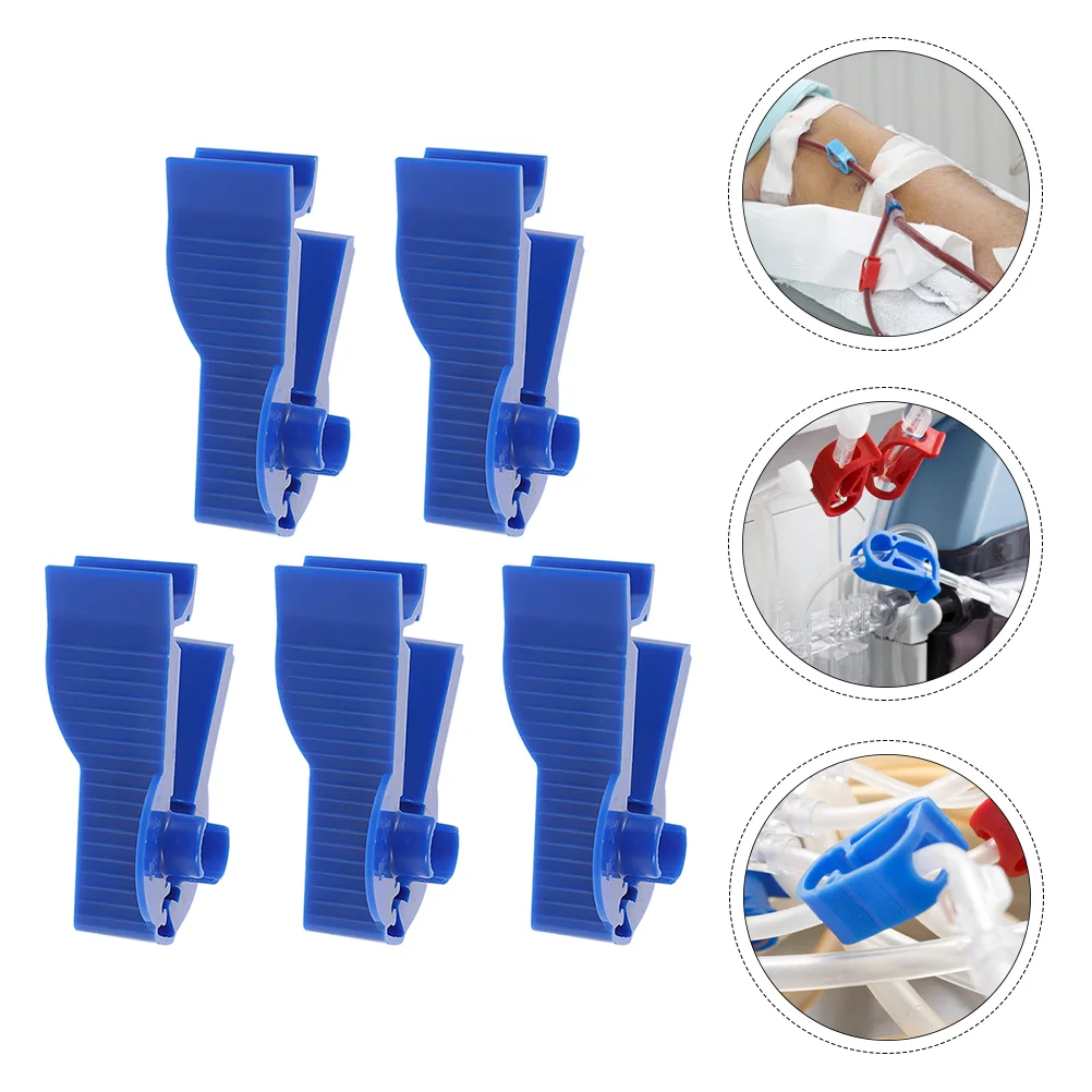 

5 Pcs Permeable Pipe Clamp Plastic Peritoneal Clip Dialysis Tubes Clamps Hose Accessories Control Supply Abs Clips Office Blue