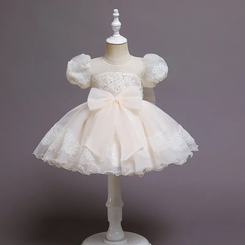 

Платье на 1-й день рождения для маленьких девочек, кружевные платья принцессы для вечерние ринку и свадьбу, белое платье для крещения малыше...