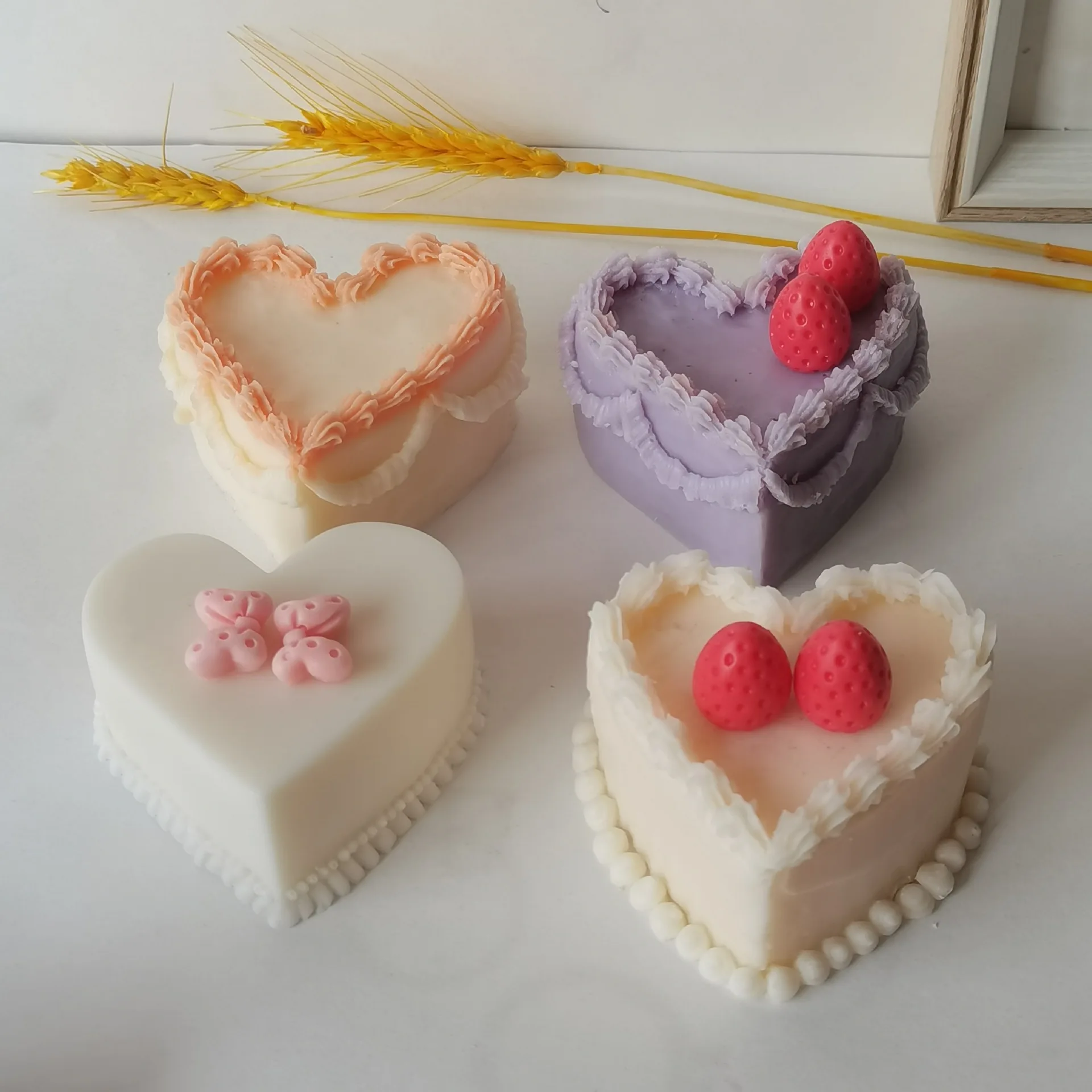 

3D love shape cake scented candle aroma plaster moulds chocolate DIY soap silicone molds decorative resin molds