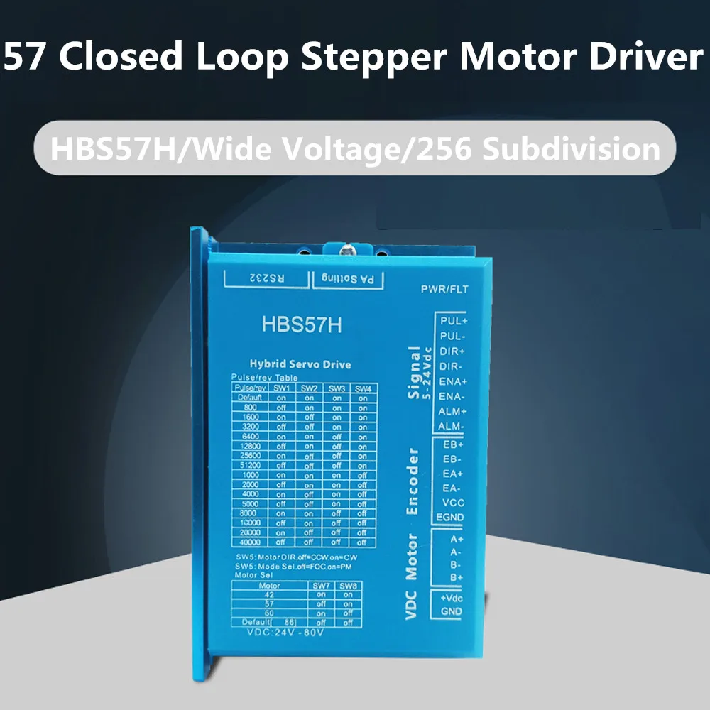 

DC24-80V 5A Hybrid Step Servo Drive HBS57H Closed Loop Servo Motor Driver with RS232 Port Pulse Control Motor Driver