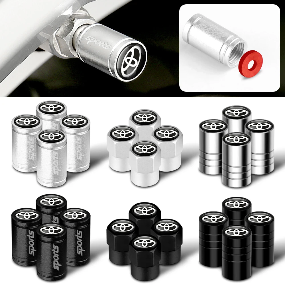 

4pcs Car Badge Metal Wheel Tire Valve Caps Covers Auto Accessories For Toyota Corolla C-HR Rav4 Yaris Hilux TRD Prius Highlander