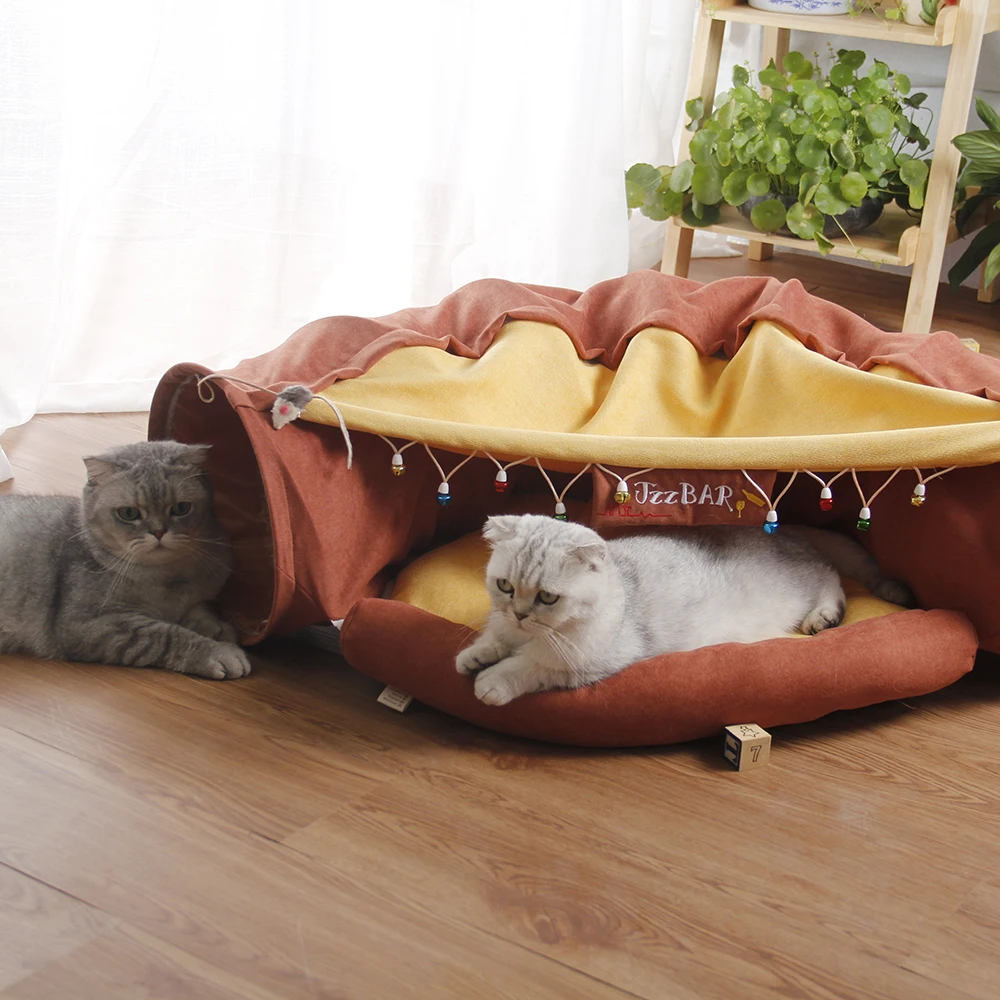 

Pet Cats Tunnel Interactive Play Toy Mobile Collapsible Ferrets Rabbit Bed Tunnels Indoor Toys Kitten Exercising Products