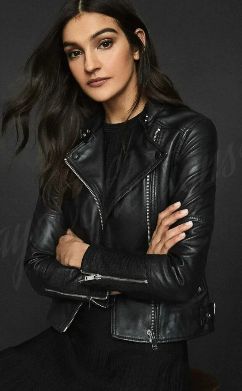 Women Leather Jacket 100% Genuine Lambskin Women Black Leather Coat
