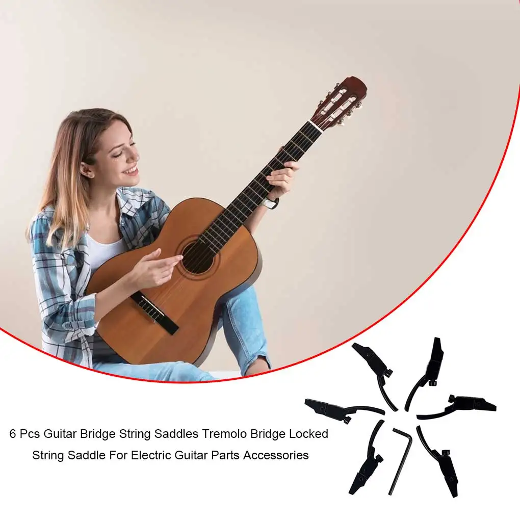 

Седло моста для электрогитары, 6 шт., черные детали, запасные части, фитинги