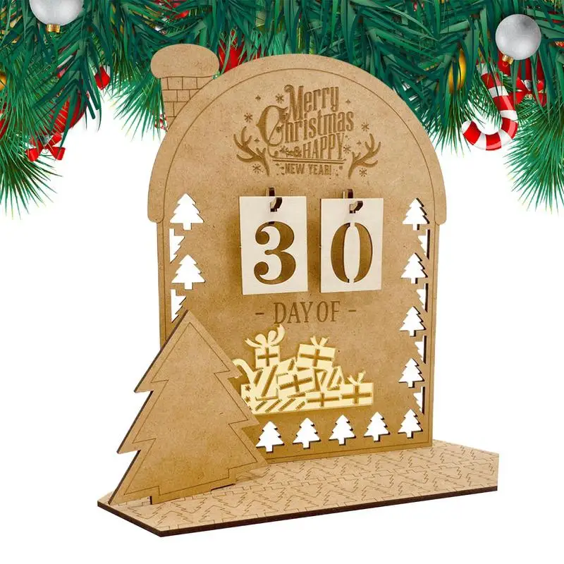 

Christmas Wooden Countdown Calendar Unfinished House-Shaped Countdown Calendar Advent Calendar DIY Kit Reusable For DIY Gifts &