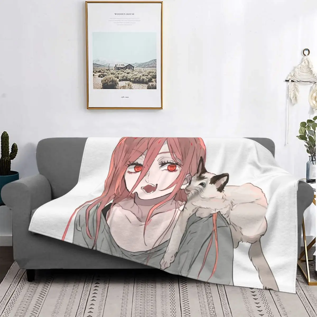 

3D Print Cute Power Blankets Breathable Soft Flannel Sprint Chainsaw Man Throw Blanket for Sofa Outdoor Bed
