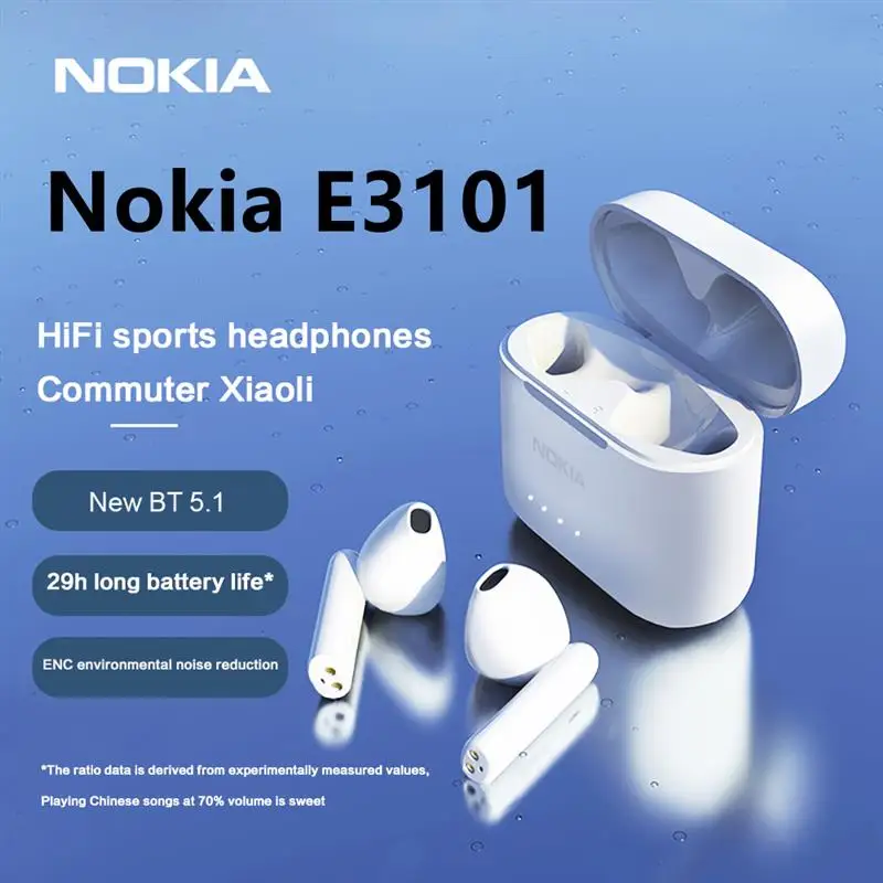 

Bluetooth-наушники NOKIA E3101, TWS, с шумоподавлением, двойным микрофоном