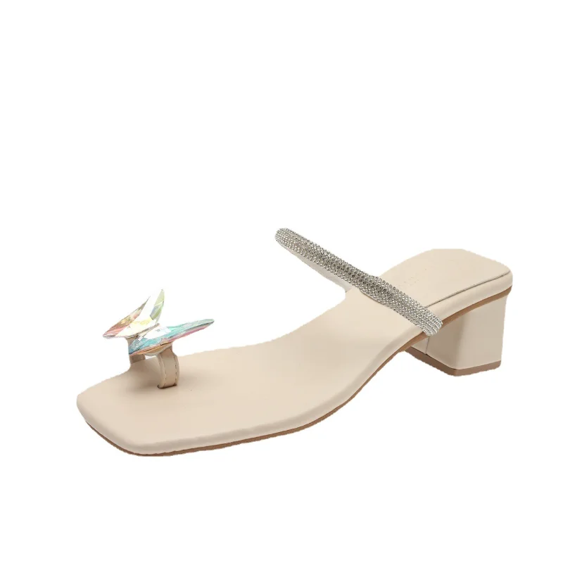 

Модные Повседневные Ретро шлепанцы женская модель весна-лето 2023 новая женская одежда для улицы шлепанцы на среднем каблуке