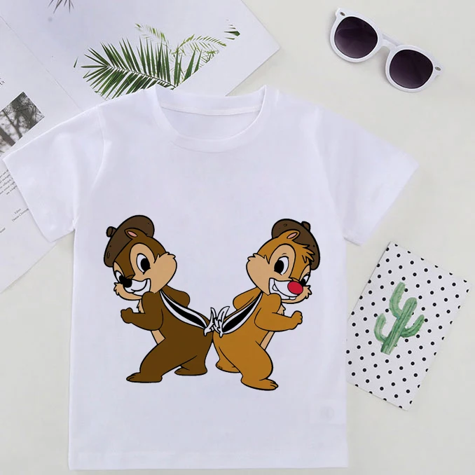 Kids Tshirt Summer Fashion Children Short Sleeve PinkT Shirt Tops Promoted To Big Sister Chip 'n' Dale Print Clothes |