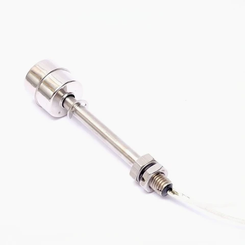 Регулируемый поплавковый выключатель из нержавеющей стали 304, датчик уровня резервуара для жидкой воды, одиночный шар, вертикальный контроллер уровня, AC220V 100-400 мм