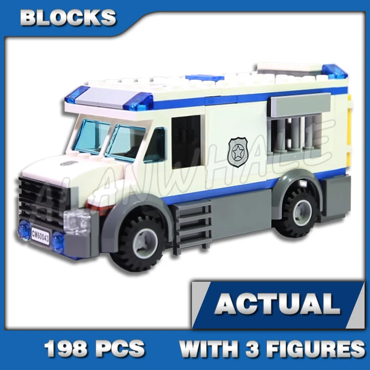 

198pcs Town Cop Armored Prisoner Transporter Crook ATV Jail Bars 10418 Building Blocks Set Bricks Compatible with Model