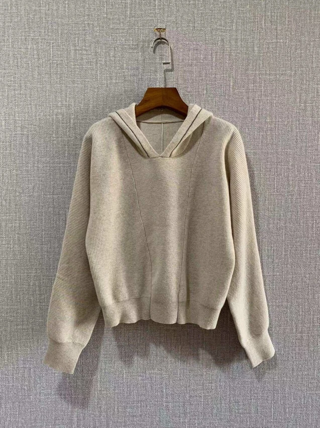 

2022 new women fashion long sleeve sexy casual hooded short simple solid color pullover sweater 1127
