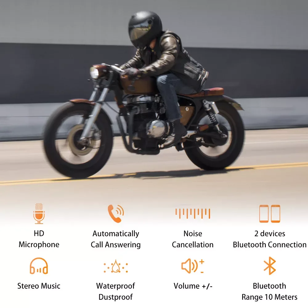 

Гарнитура для мотоциклетного шлема, Bluetooth 5,0, 2000 мА · ч