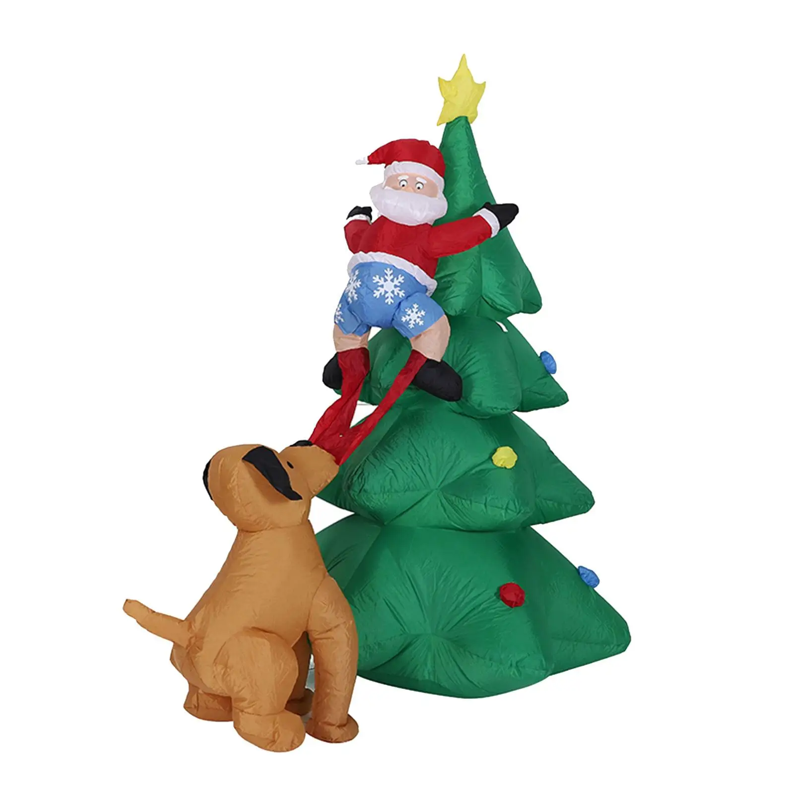 

Inflatable Christmas Tree Novelty Inflatable Tree 1.8Meters Santa Climbing Tree Chased by Dog for Outdoor Garden Patio Yard Lawn