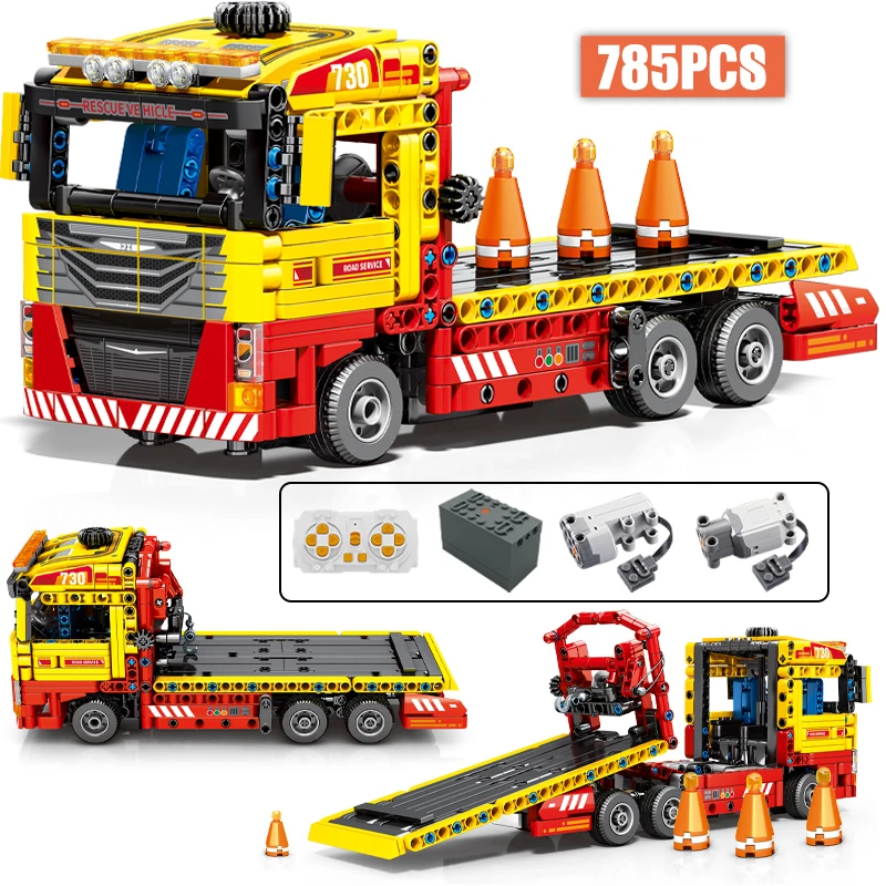 

785Pcs Technical City Engineering Remote Control Vehicle Truck Building Blocks Roadblock APP RC Car Bricks Toy for Children