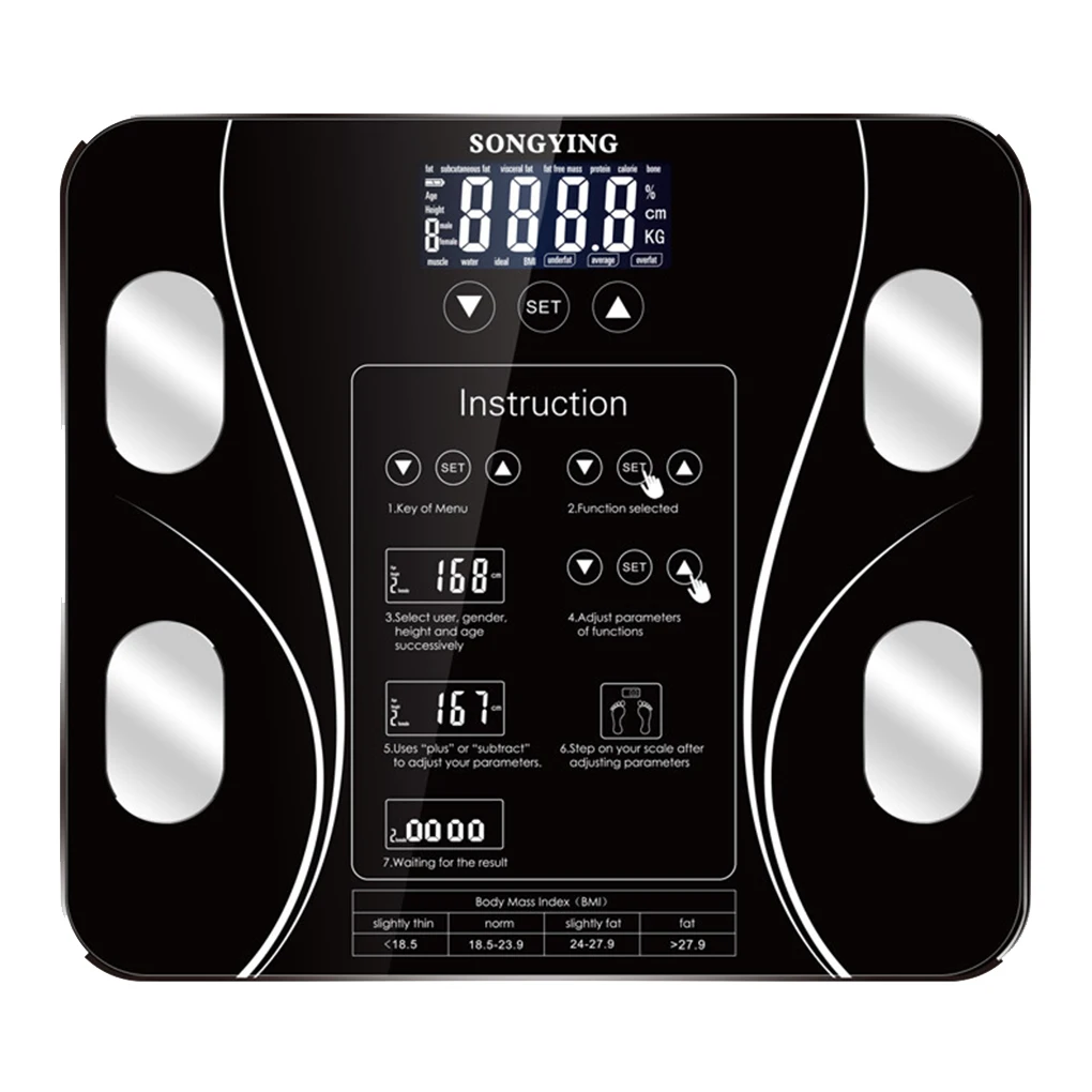 

Body Fat BMI Scale Digital Human Weight Scales Floor LCD Display Body Index Electronic Smart Weighing Scales