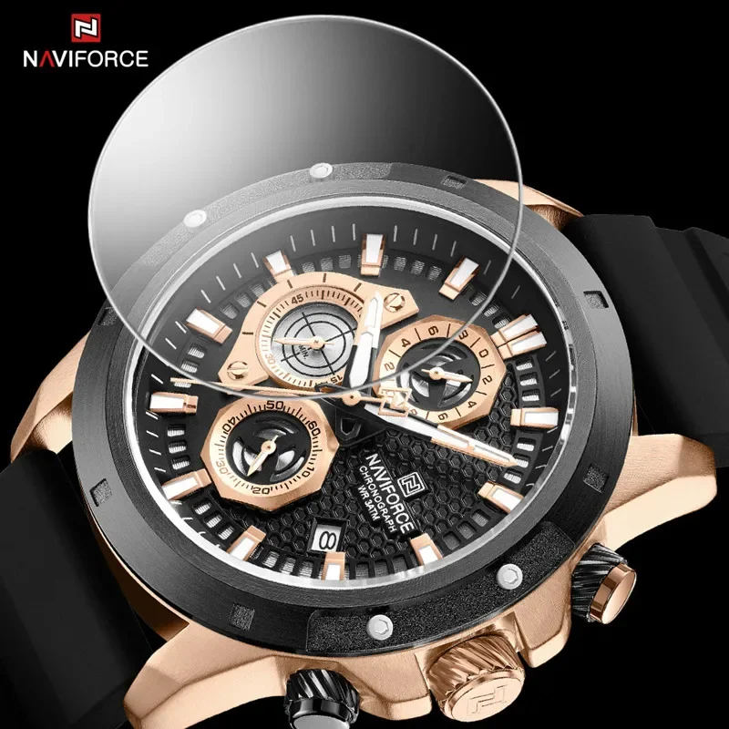 Часы наручные NAVIFORCE Мужские кварцевые роскошные спортивные водонепроницаемые с