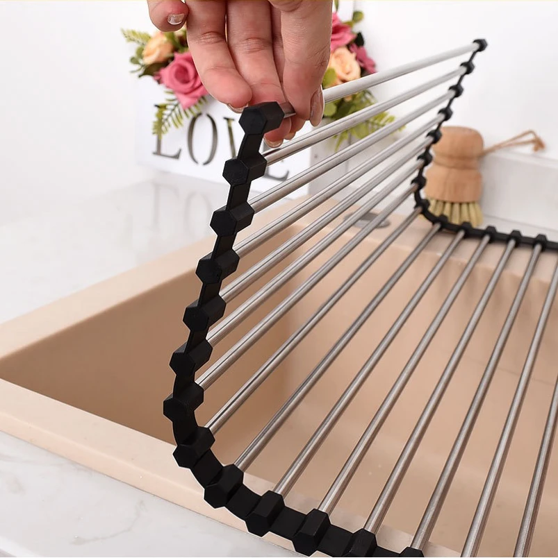 Сушилка для посуды над раковиной свернутая сушилка кухонная полка складная из