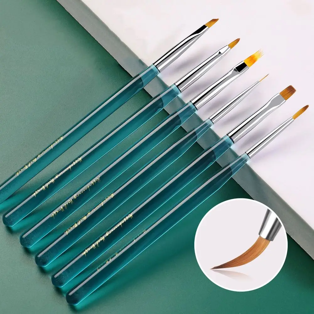 

1 Piece/Set Acrylic Clear Ocean Blue Crystal Handle Pull Line Pen 3D Nail Art Ultra Fine Line Brush UV Gel Painting Tools