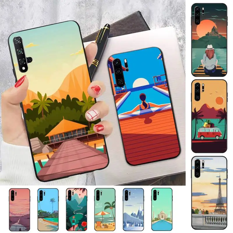 

FHNBLJ Infinite Scenery Pleasant Comfortable Life Phone Case for Huawei P30 40 20 10 8 9 lite pro plus Psmart2019