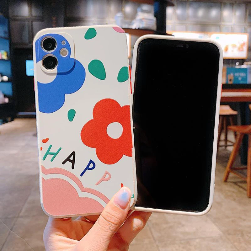 

NOHON Soft Casing For OPPO RENO 2 2F 3 4 Pro 5 PLUS 6 6Z ACE Z FIND X2 X3 happy flower Anti-Drop Quality Back Cover