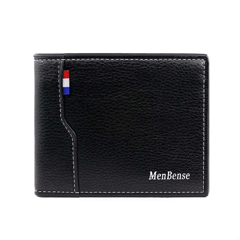 New European and American Men's Short Wallet PU Leather Coin Purses Large Capacity Card Holders Male Luxury Money Clip