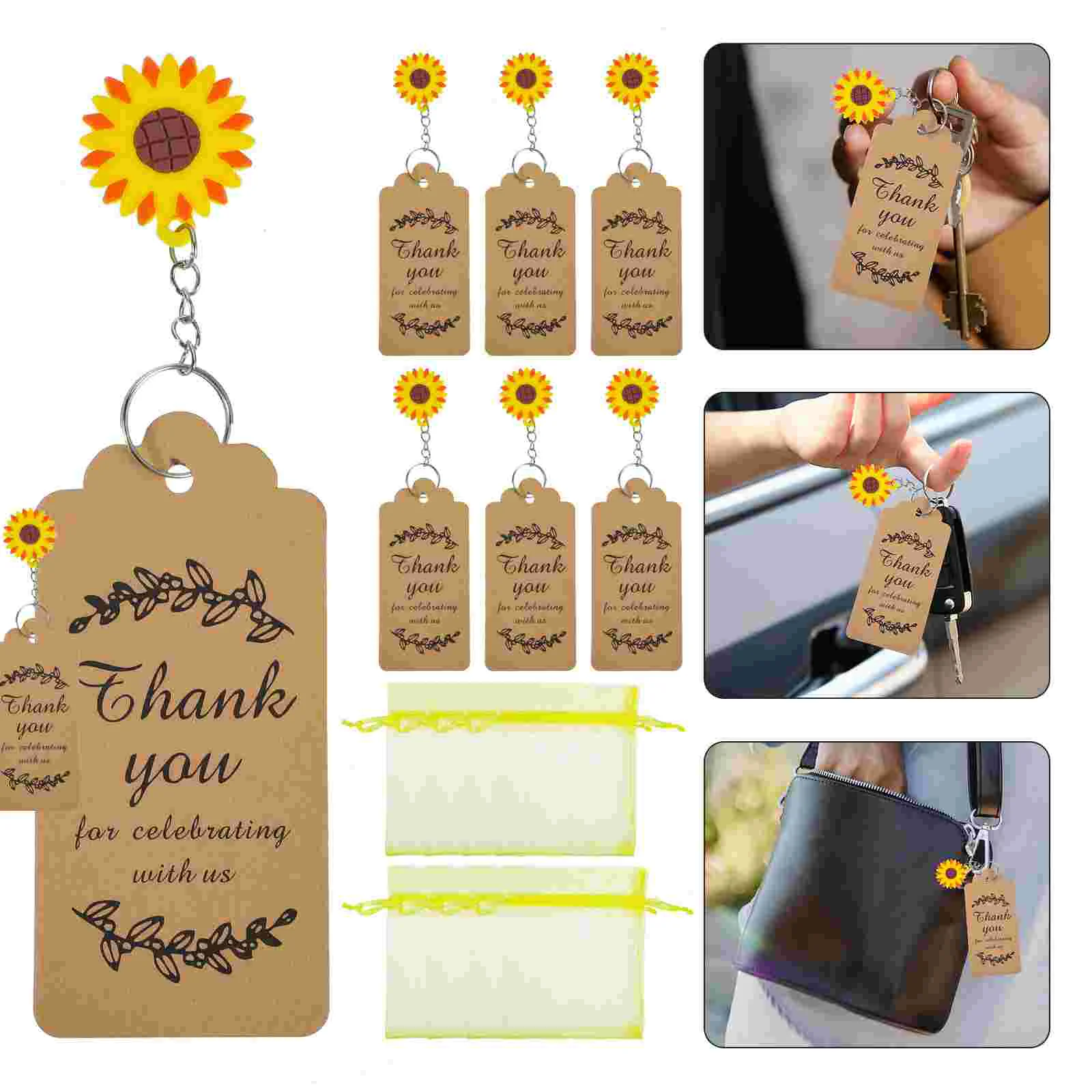 

30 Sets Exquisite Elegant Delicate Sunflower Keychain for Decoration
