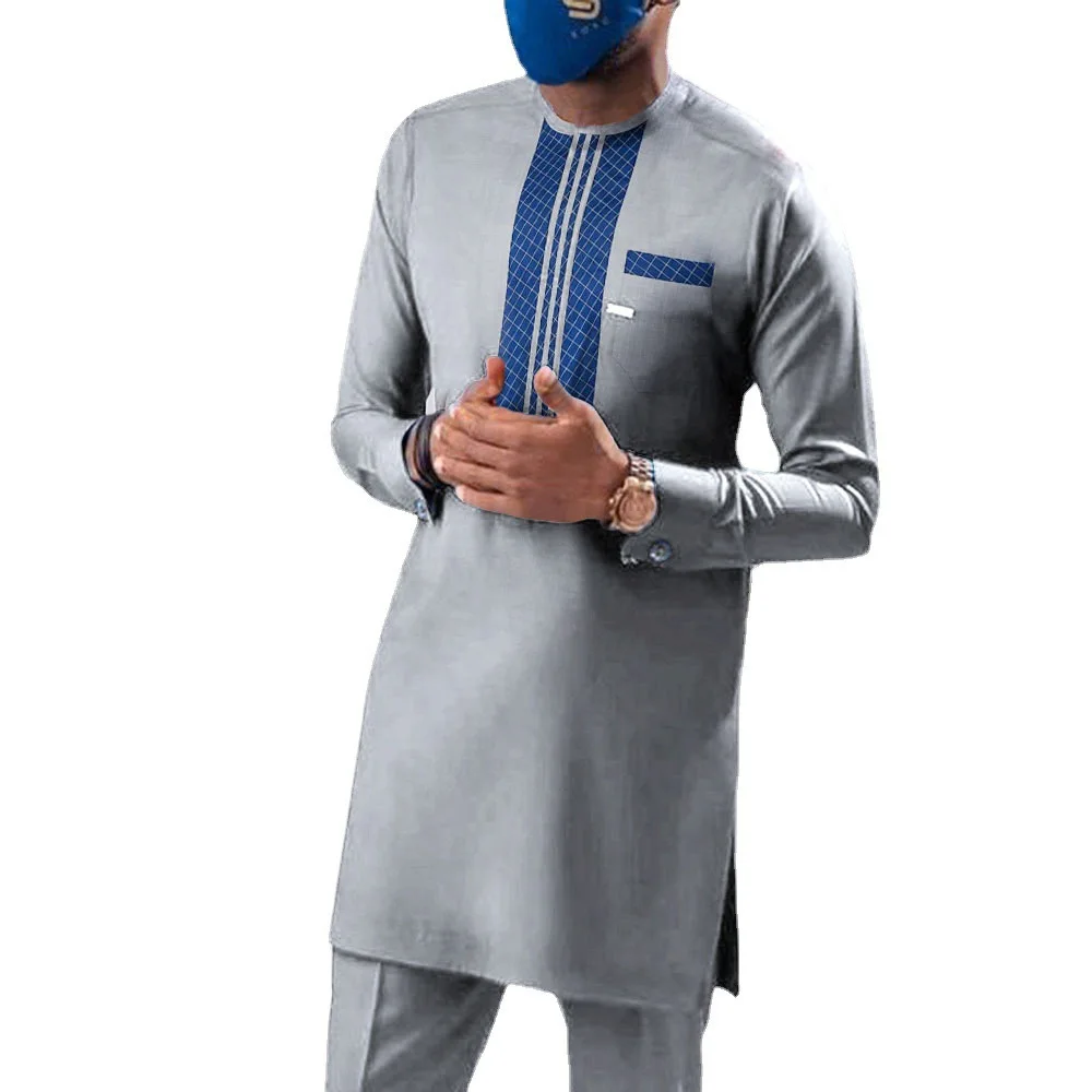 Afro Middle East Casual Grey Slim Fit Shirt