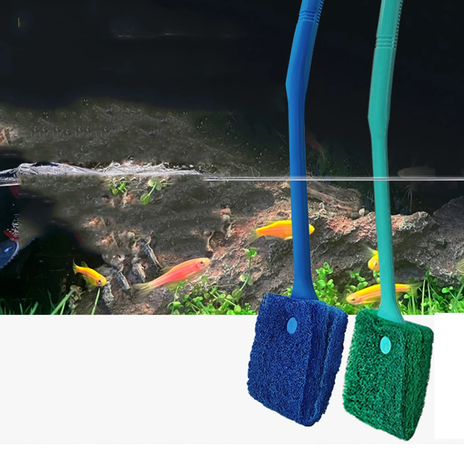 

39CM Aquarium Cleaning Brush Double Sided Head Sponge Household Aquarium Window Glass Algae Cleaning Brush Fish Tank Brushes