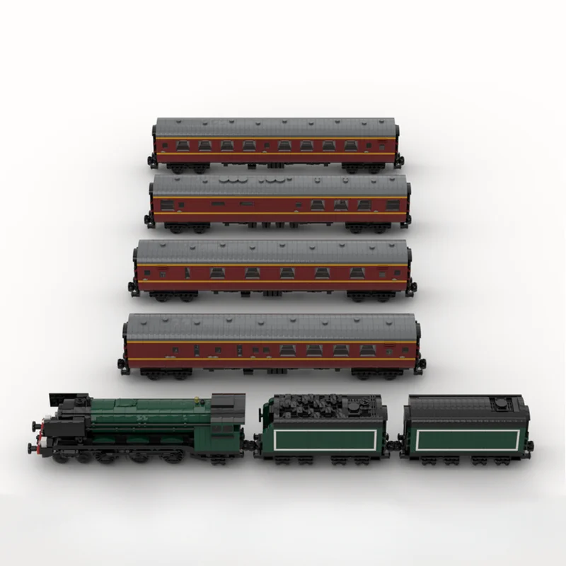 6698PCS MOC Building Blocks Flying Scotsman Passenger Train Green Dark Red British Railways Coaches birthday gift Kids Toy gift