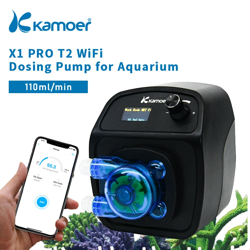 Kamoer 110ml/Min X1 PRO T2 WiFi Dosing Pump With KPAS100 Peristaltic Pump For Aquarium Supporting iOS And Android Controlling