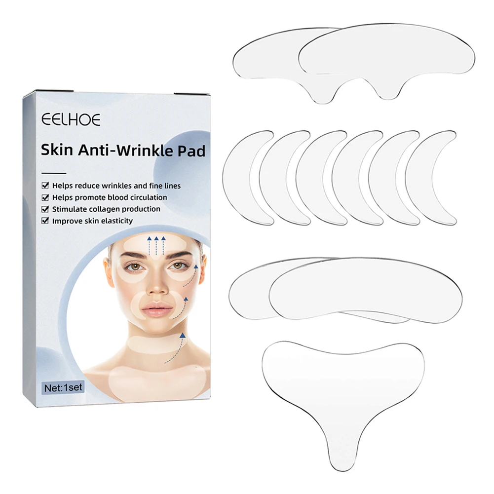 

11PCS Reusable Silicone Patches Anti Pads Silicone Wrinkle Removal Sticker Face Forehead Neck Eye Sticker Skin Care Patch