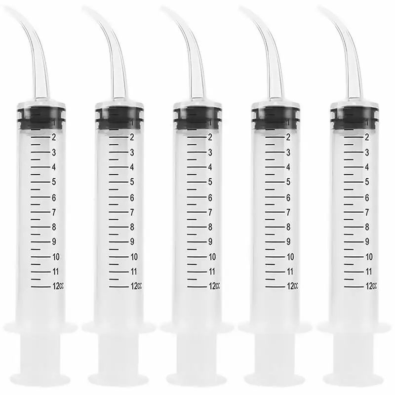 

5pcs Disposable Oral Irrigation Syringe with Curved Tips for Oral Care