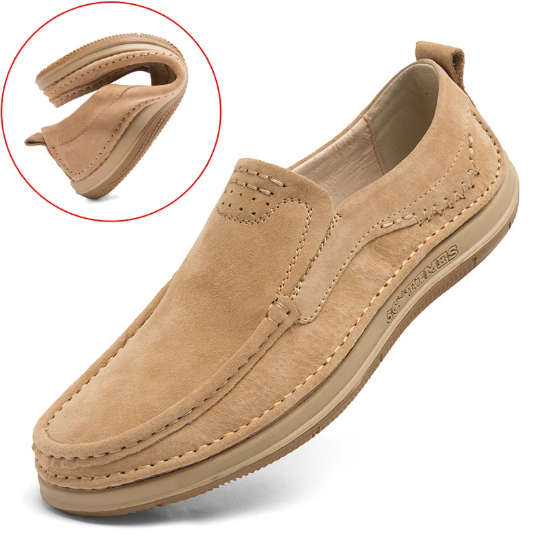 

Туфли мужские из натуральной кожи, роскошные брендовые, дышащие мокасины, без застежки, повседневная обувь для вождения, цвет серый, Модель 38-44, 2022