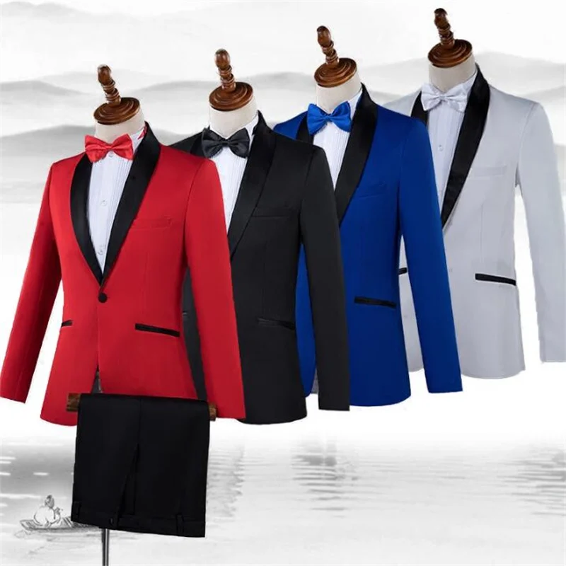 Chorus groom wedding suits men red blazer boys prom mariage suits fashion slim masculino latest coat pant designs spring summer