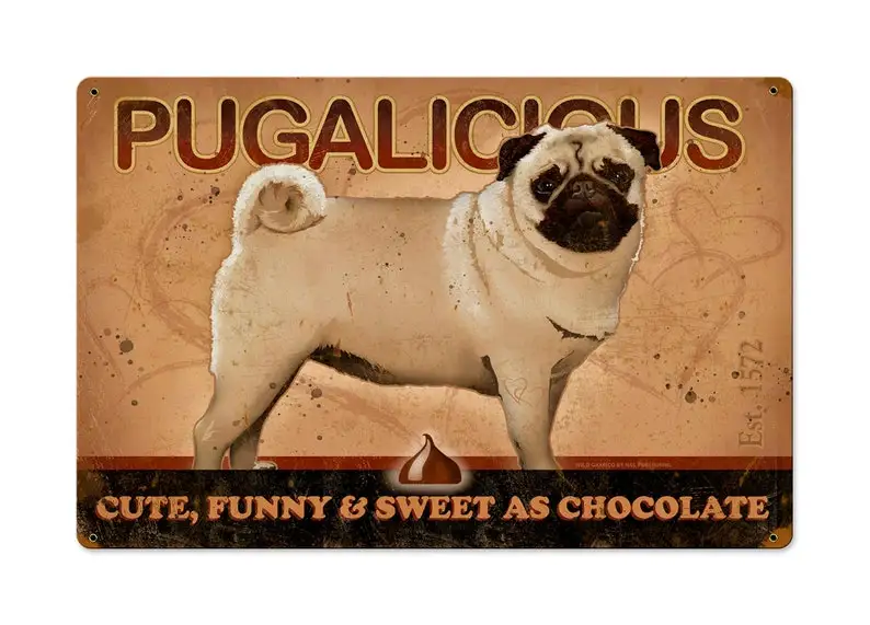 

Pug, Wall Art, Dog METAL Sign Wall Decor, Wall Art, Vintage Plaque