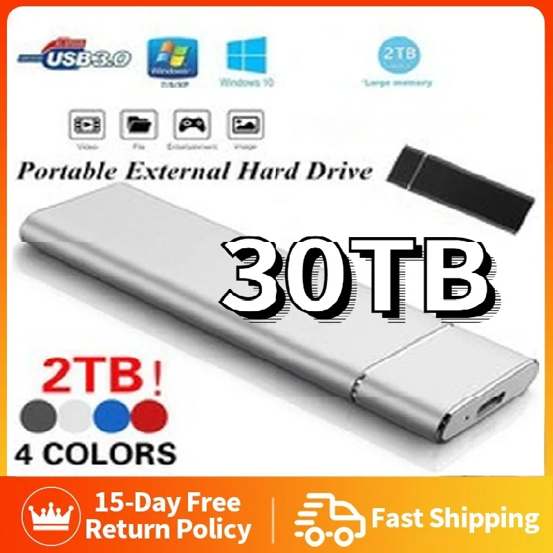 

M.2 SSD Mobile Solid State Drive 2T/30TB Storage Device Hard Drive Computer Portable USB 3.0 Mobile Hard Drives Solid State Disk