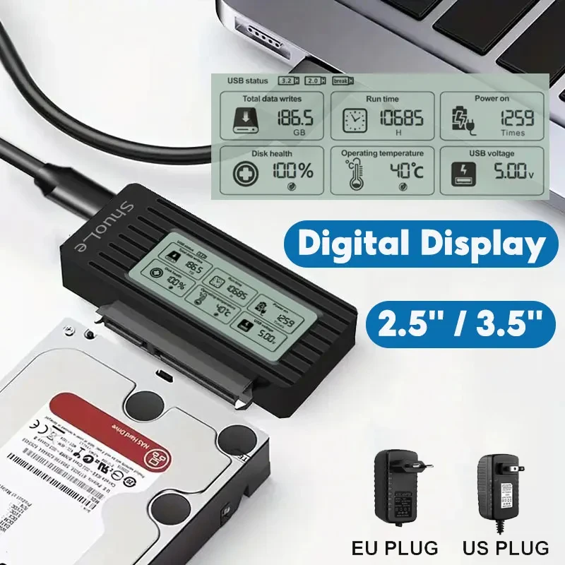 Фото Кабель-переходник KEBIDU USB-SATA, USB 3.2/3.0 на SATA, для 2,5-дюймовых SSD/HDD, внешние аксессуары №3