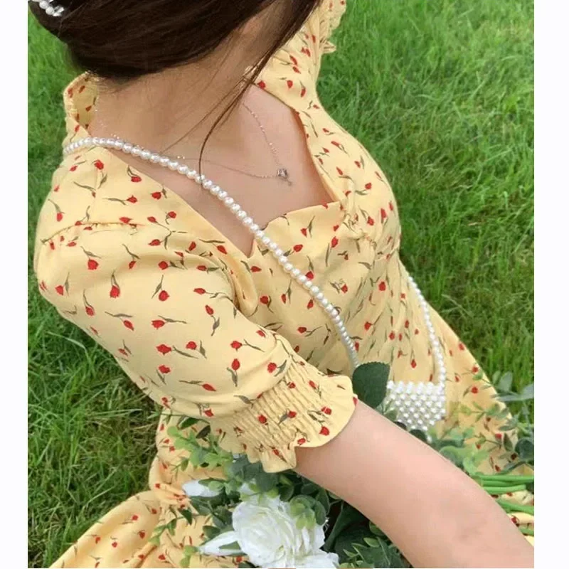 Женские летние французские винтажные платья ref0rболее 24ss с принтом тонкие