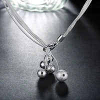 fashion brand 925 stamp silver smooth beads necklace for women party engagement wedding gifts fashion jewelry