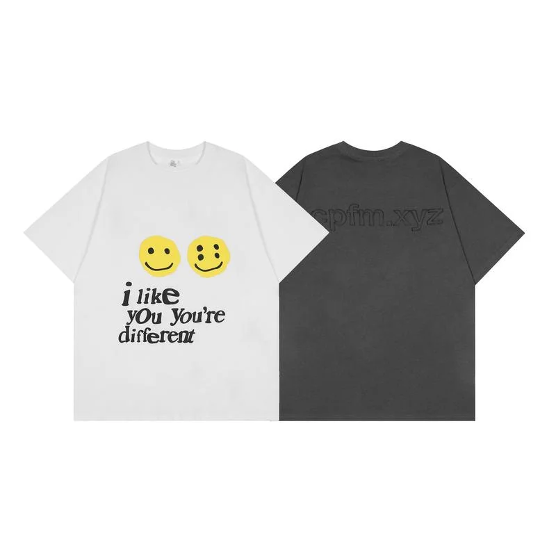 

22SS Foam Smiley Alphabet Print CPFM.XYZ T Shirt Men Women EU Size 100% Cotton CPFM Top Tees Fashion Summer Couple Clothing