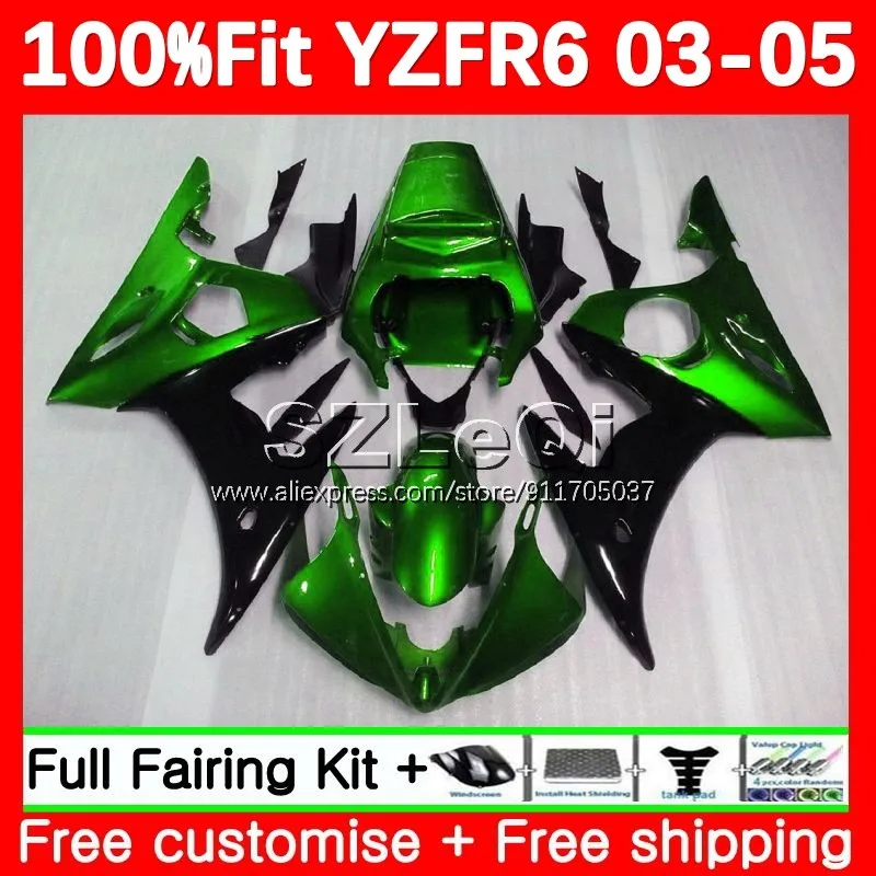 

metal green Injection OEM For YAMAHA YZF-R6 YZF600 YZF R6 YZF 600 R 6 CC YZF-600 YZFR6 03 04 05 2003 2004 2005 Fairing 123LQ.119