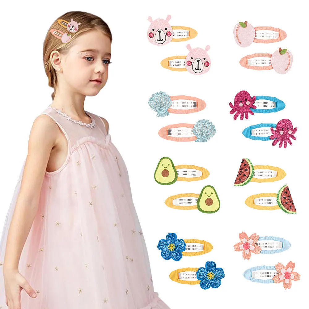 

2Pcs/Set Children Cloth Hairpin Baby Boutique Bang Clip Cute Girl Clip Hair Accessories Cartoon Hair Clip Headwear