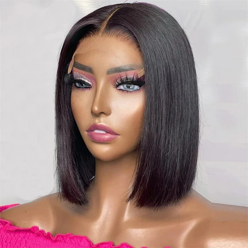 

Silk Base Lace Wigs Short Bob Straight Lace Front Wig With Baby Hair Natural Black Women Synthetic Hair Heat Resistant Glueless