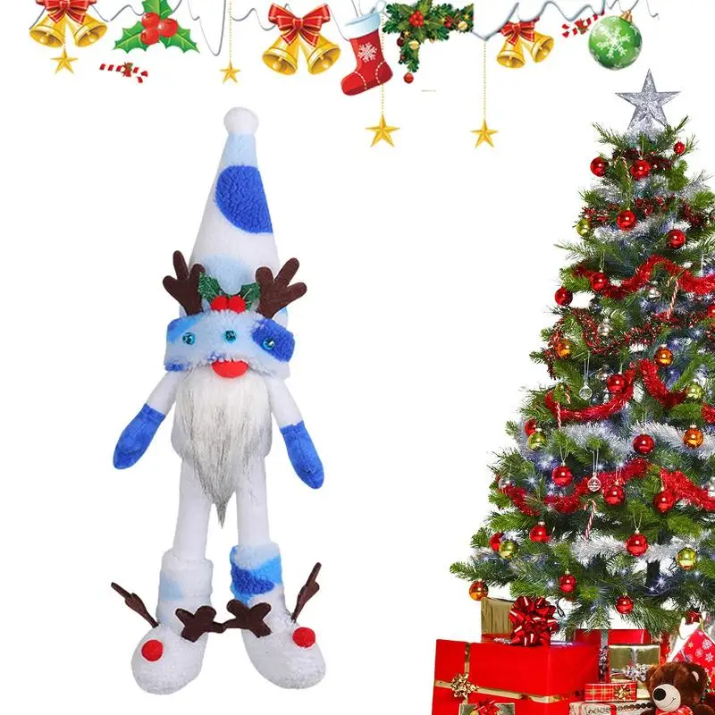 

Handmade Faceless Doll Christmas Desk Decor Long Leg Faceless Dwarf Doll Gnome With Antlers Top Hat Cute Gnome For Sofa Decor