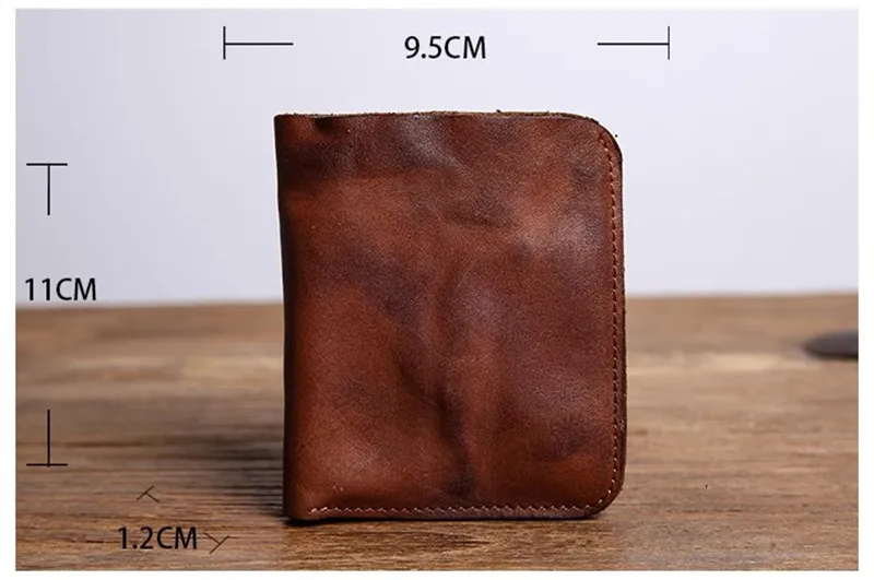PNDME simple vintage first layer leather men's short wallet casual luxury high-quality genuine leather student money coin purse