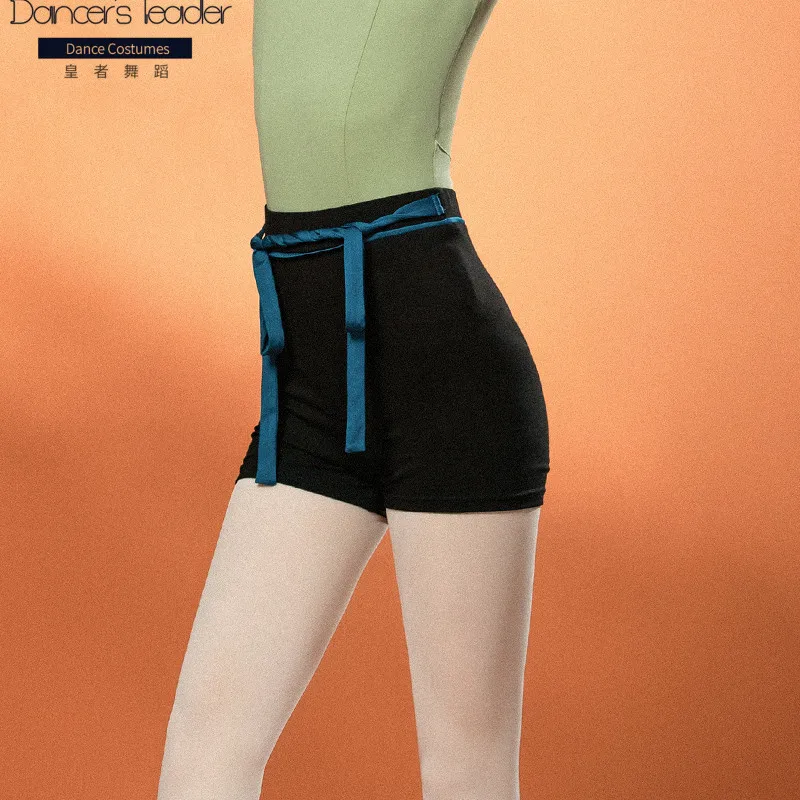 

Тренировочные штаны для балета, шорты на шнуровке с высокой талией для взрослых, тренировочные брюки для танцев, черные базовые тренировочн...