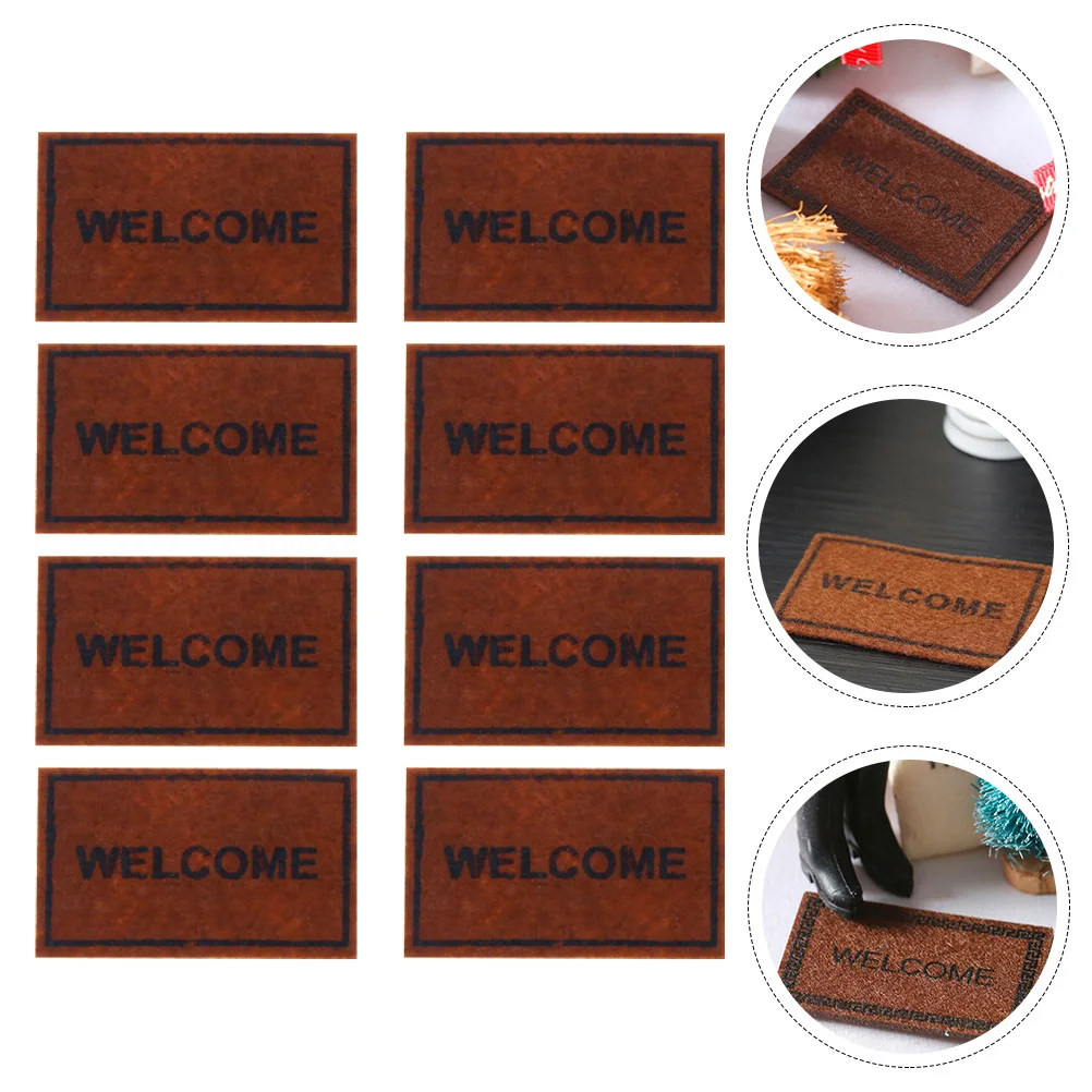 

8 Pcs Dollhouse Mat Floor Decor Mini Door Welcome Supplies Decoration Braided Rugs