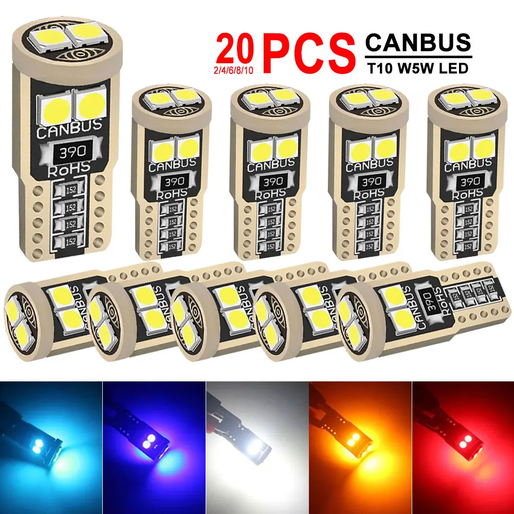 2 / 4 6 10 20 Светодиодные лампочки CANBUS T10 W5W для внутренней куполообразной двери