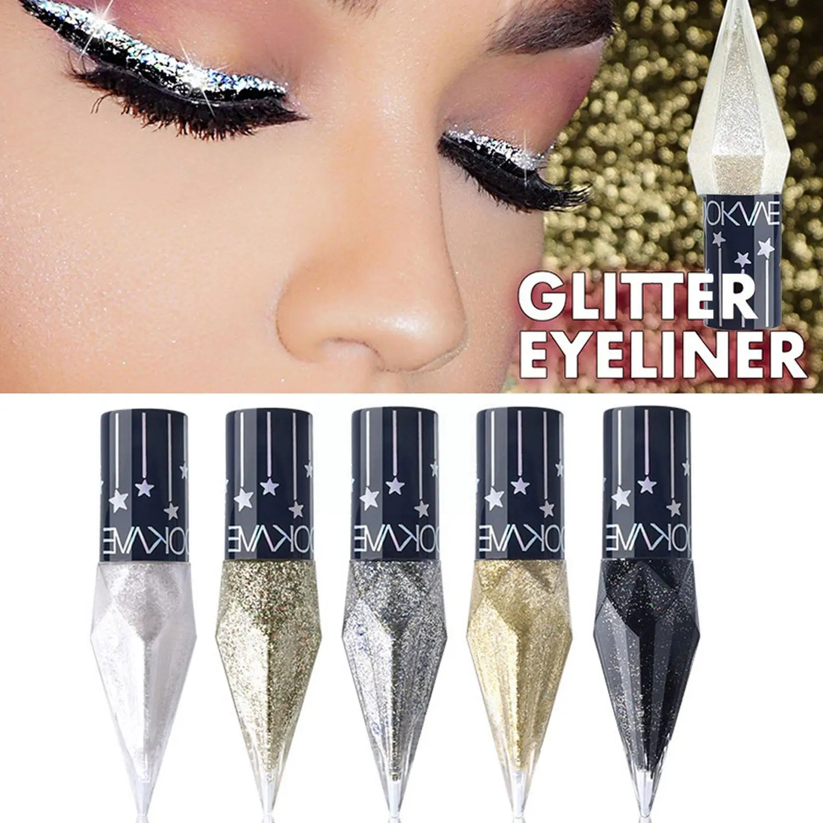 

New Professional Shiny Eye Liners Eyeliner Cheap Makeup Cosmetics For Women Pigment Silver Rose Gold Color Liquid Glitter B7Q7